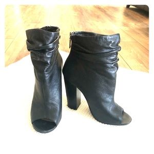 Black peep toe booties